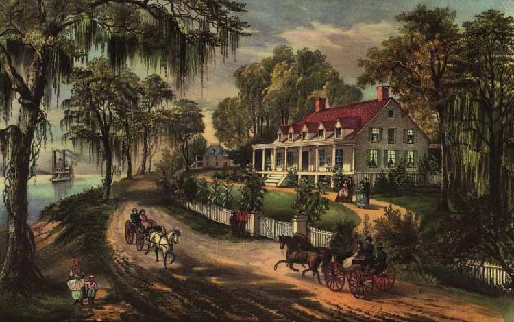 Currier and Ives A Home on the Mississippi Germany oil painting art